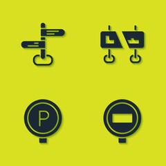 Set Road traffic sign, Stop, Parking and icon. Vector