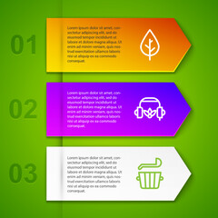 Set line Leaf, Headphones for meditation, Sauna bucket and ladle and Aroma candle. Business infographic template. Vector