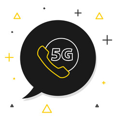 Line Phone with 5G new wireless internet wifi icon isolated on white background. Global network high speed connection data rate technology. Colorful outline concept. Vector