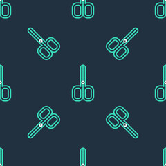 Line Nail scissors icon isolated seamless pattern on black background. Manicure and pedicure scissors. Vector