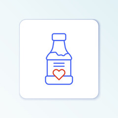 Line Vitamin complex of pill capsule icon isolated on white background. Healthy lifestyle. Colorful outline concept. Vector