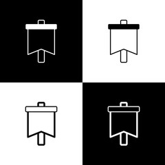 Set Flag icon isolated on black and white background. Victory, winning and conquer adversity concept. Vector