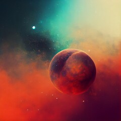 Obraz na płótnie Canvas A Colorful illustation of Stars, nebular and planets in Space