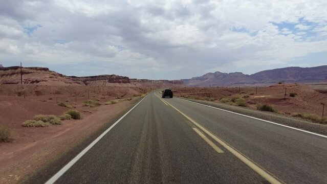 Driving Plate Grand Canyon East Rim Vermilion Cliffs Highway 89A Northbound Multicam Set 06 Rear View Arizona Southwest USA