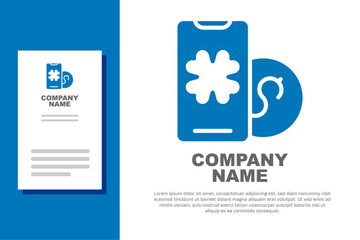 Blue Online poker table game icon isolated on white background. Online casino. Logo design template element. Vector