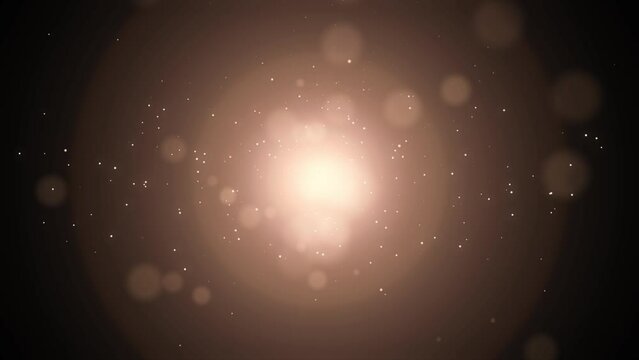 Dust particles falling on black background in Slow Motion Animation. Shiny bokeh Christmas golden lights 4K.