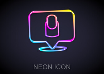 Glowing neon line Manicure icon isolated on black background. Vector