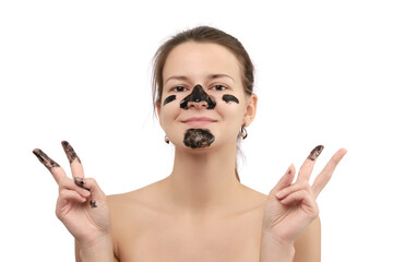 Obraz premium woman removing blackheads