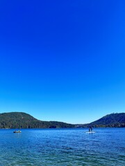 lake and mountains in the summer