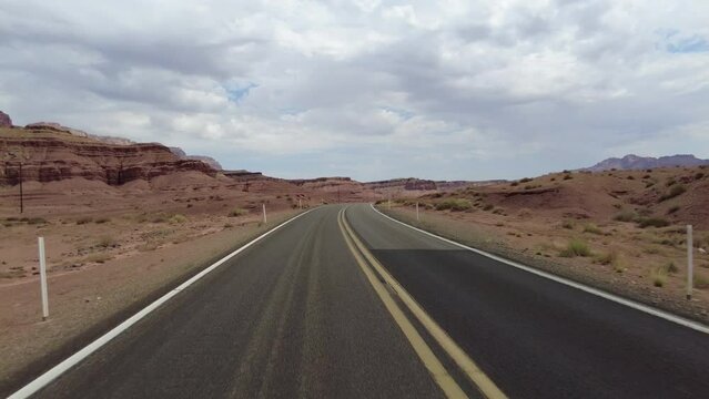 Driving Plate Grand Canyon East Rim Vermilion Cliffs Highway 89A Northbound Multicam Set 07 Rear View Arizona Southwest USA