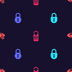 Set Lock, , Please do not disturb and Invisible or hide on seamless pattern. Vector