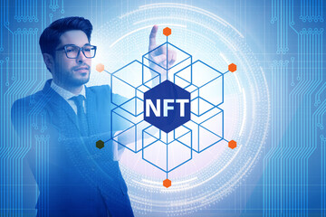 Business people in NFT non fungible concept