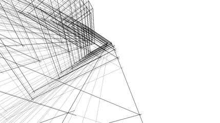 Linear architectural drawing vector illustration