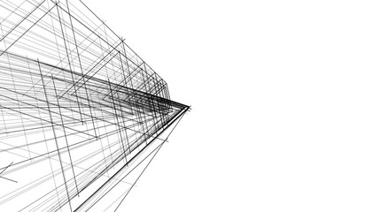 Linear architectural drawing vector illustration