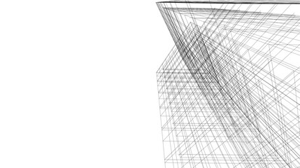 Linear architectural drawing vector illustration