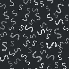 Grey Worm icon isolated seamless pattern on black background. Fishing tackle. Vector