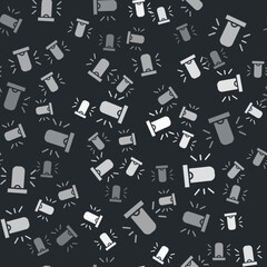 Grey Flasher siren icon isolated seamless pattern on black background. Emergency flashing siren. Vector