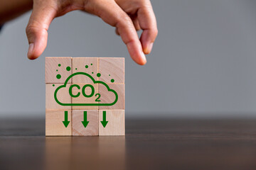 Companies are targeting net zero greenhouse gas emissions. Carbon credit concept.Tradable...