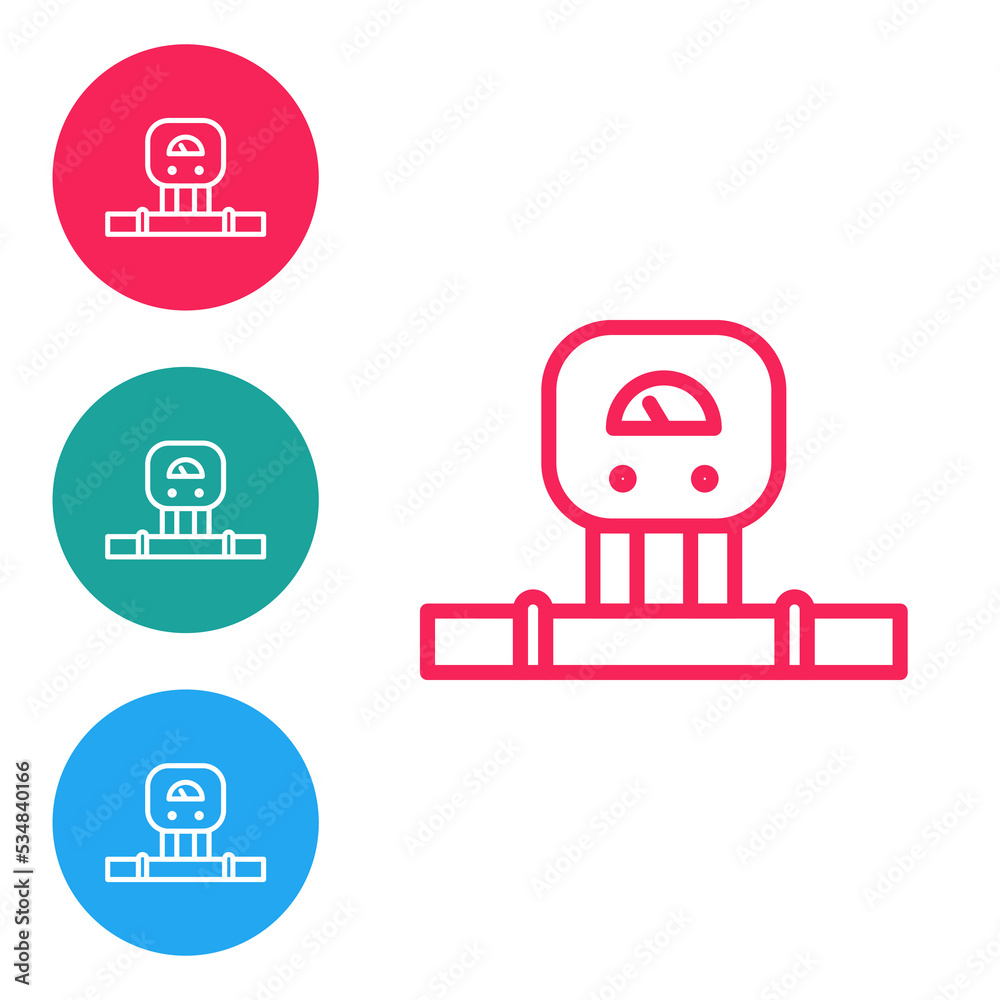 Wall mural Isometric Smart sensor system icon isolated on orange background. Internet of things concept with wireless connection. Silver square button. Vector