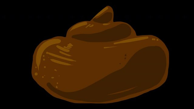 Animation of a swirling brown substance on a black screen. The concept of hot chocolate, ice cream, or excrement. 4k video with alpha channel.