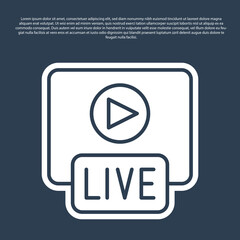 Blue line Live streaming online videogame play icon isolated on blue background. Vector