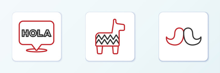 Set line Mustache, Hola and Pinata icon. Vector © vector_v