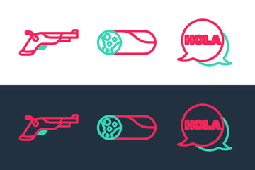Set line Hola, Vintage pistols and Burrito icon. Vector © vector_v