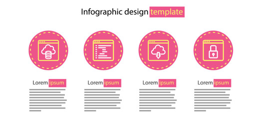 Set line Cloud download, Secure your site with HTTPS, SSL, Browser window and technology data transfer icon. Vector