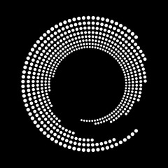 Abstract halftone dots in circle form. Geometric art. Trendy design element for dotted frame, technology logo, tattoo, sign, symbol, web, prints, template, pattern and abstract background