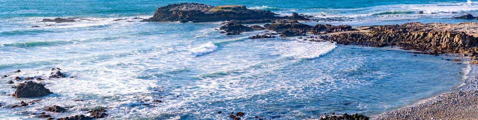 Waves and rocks in the sea