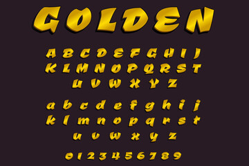 Shiny golden alphabet collection design vector, font effect modern style on isolated background