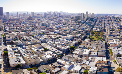 Aerial: San Francisco cityscape. Drone view 
