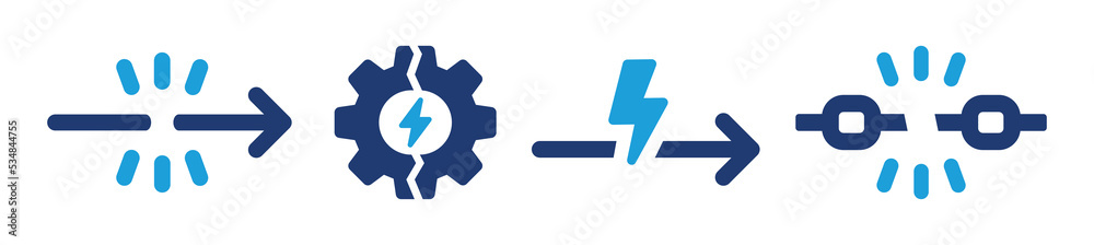 Poster disruption icon set. broken chain, technical problem icon. vector illustration.