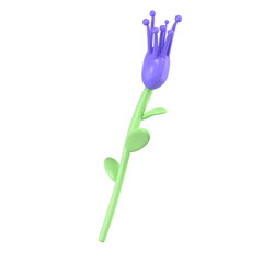 3d render purple floral minimalist icon