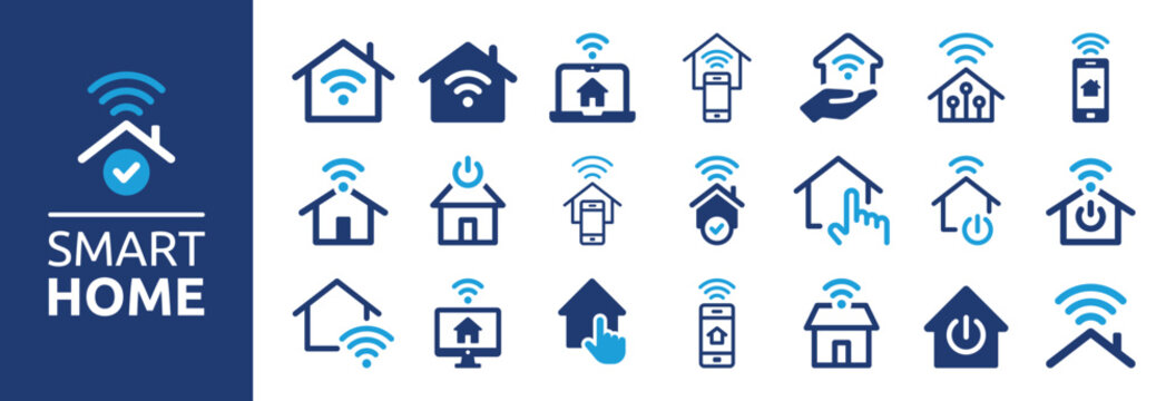 Smart home icon set. Collection of smart house with automation control system vector illustration. Technology concept.