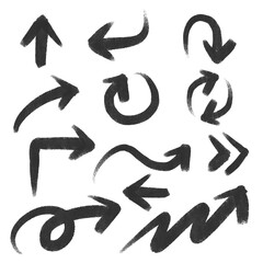 Arrow set handdrawn brush transparent background