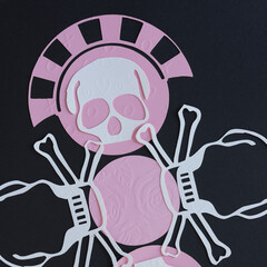 skull and crossbones on paper shapes