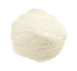Pile of agar-agar powder isolated on white, top view