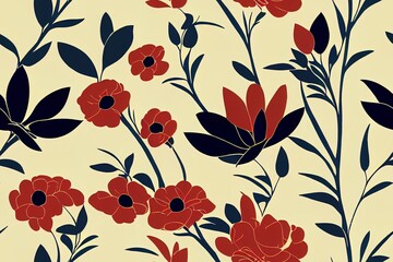 Floral vintage seamless pattern for retro wallpapers. Enchanted Vintage Flowers. Arts and Crafts movement inspired. Design for wrapping paper, wallpaper, fabrics and fashion clothes.