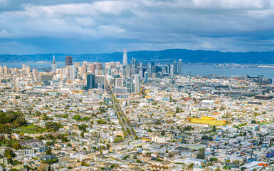 San Francisco downtown Epic view from the Twin Peaks 
