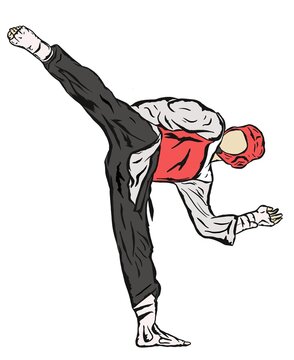 Taekwondo kick illustration for wallpaper