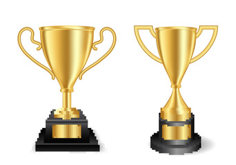 set of realistic golden trophy cup champion. eps vector