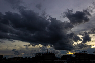 Fototapeta na wymiar time lapse of clouds over city