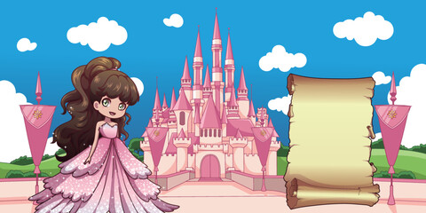 Obraz na płótnie Canvas Birthday princess castle invitation 