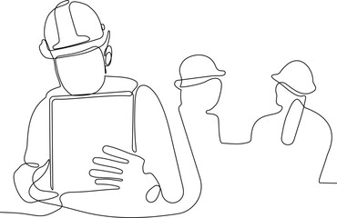 construction manager and engineer working on building site. Vector illustration