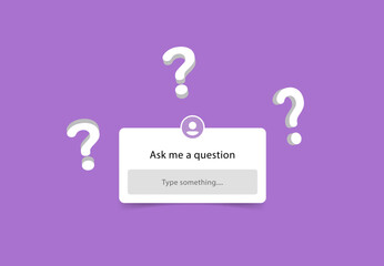 Ask me a question sticker frame story quiz template with 3d question mark icon sign social media user interface template, ask questions options stories button mockup frame . social media story  - obrazy, fototapety, plakaty