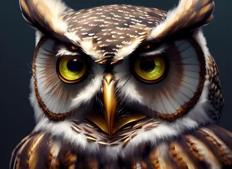 Eulen gehören zu den erstaunlichsten Kreaturen der Natur. Diese hervorragend gestaltete Illustration zeigt eine Eule mit intensiven Augen, wunderschönem Gefieder und einer prächtigen Krone. Diese Eulenillustration ist perfekt f © JoanFrancesc