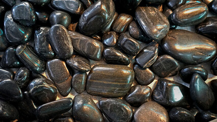   Black stone pattern on floor garden .It is background using put document                                