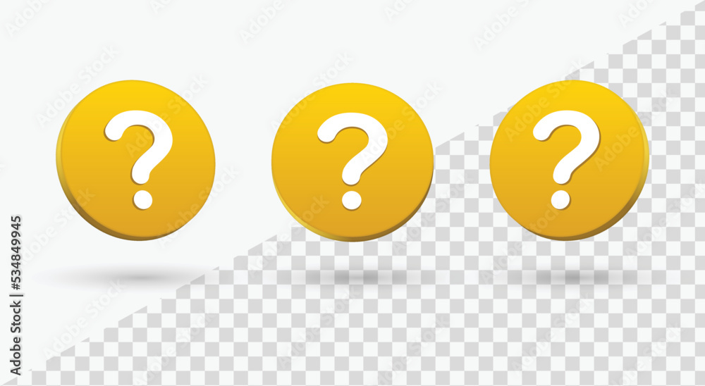 Poster 3d question mark icon button . faq sign, customer support and support sign or ask and help signs with red question icon symbol - ask bubbles 3d icons - frequently asked questions signs