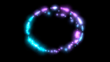 Obraz premium Abstract black background with glowing stars and particles